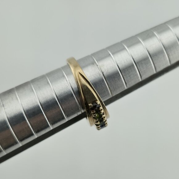 10k Yellow Gold Ring 9 Stones Rainbow Mothers Grandmother Mom Size 6 HOF Vintage - Picture 8 of 15